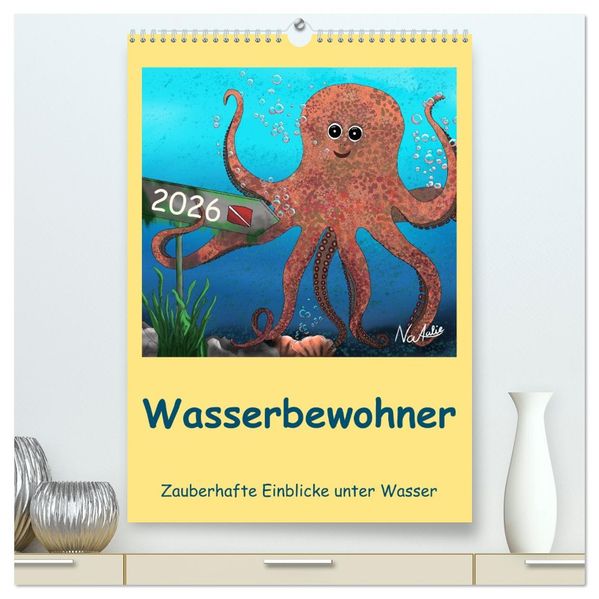 Wasserbewohner (hochwertiger Premium Wandkalender 2026 DIN A2 hoch) Kunstdruck in Hochglanz