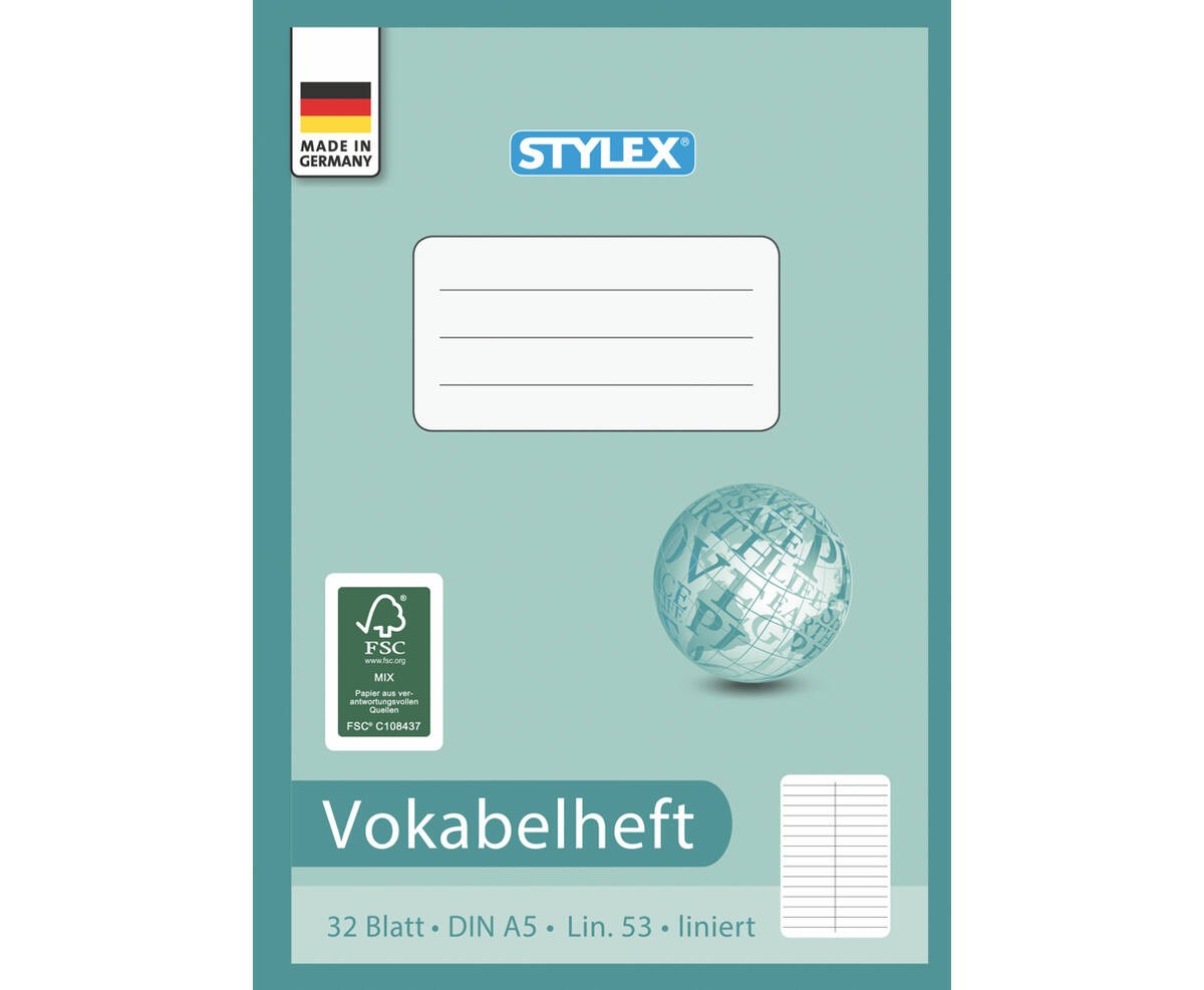 Stylex Vokabelheft Lineatur 53 DIN A5 32 Blatt