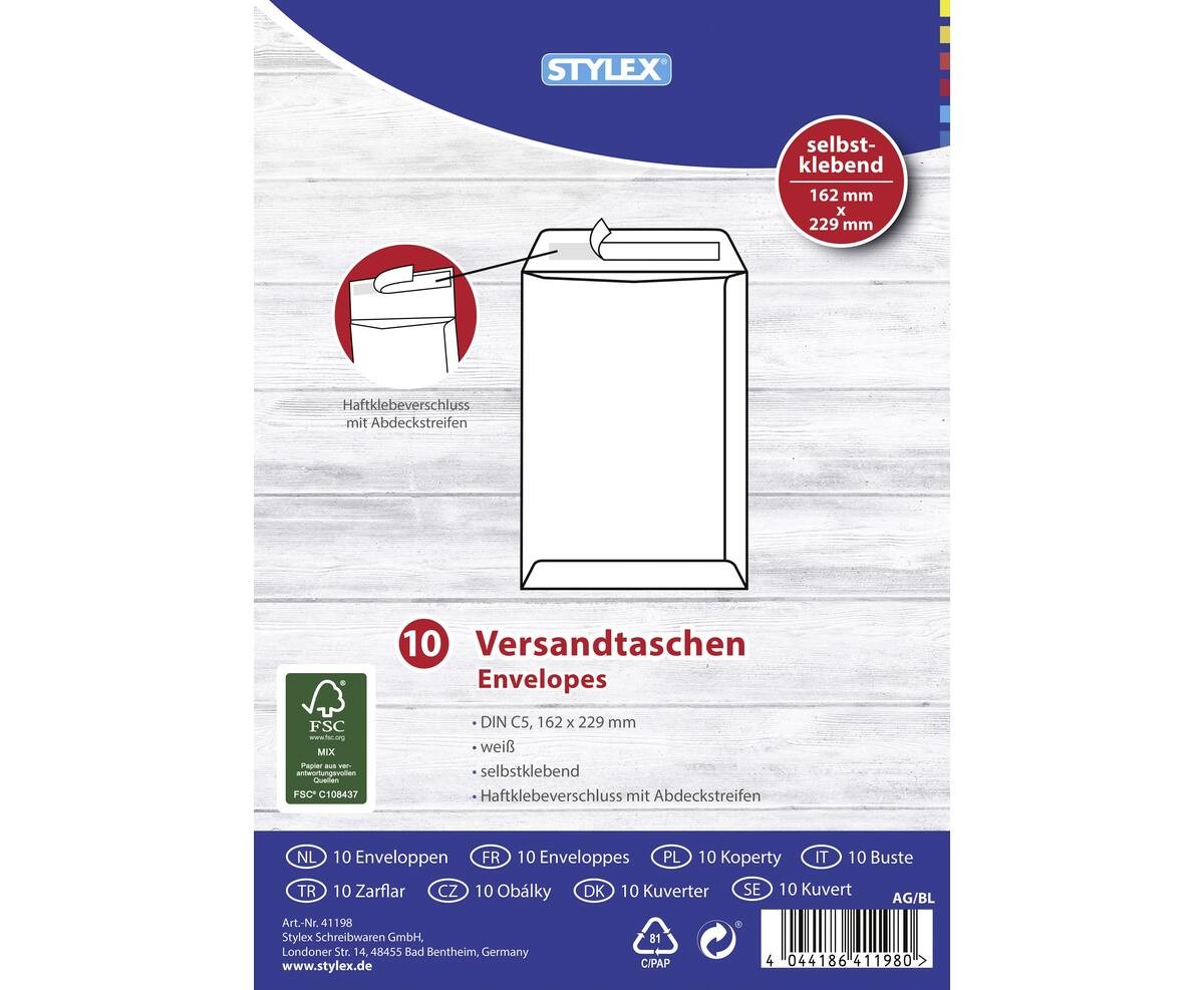 Stylex Versandtaschen DIN C5 haftklebend 10 Stück