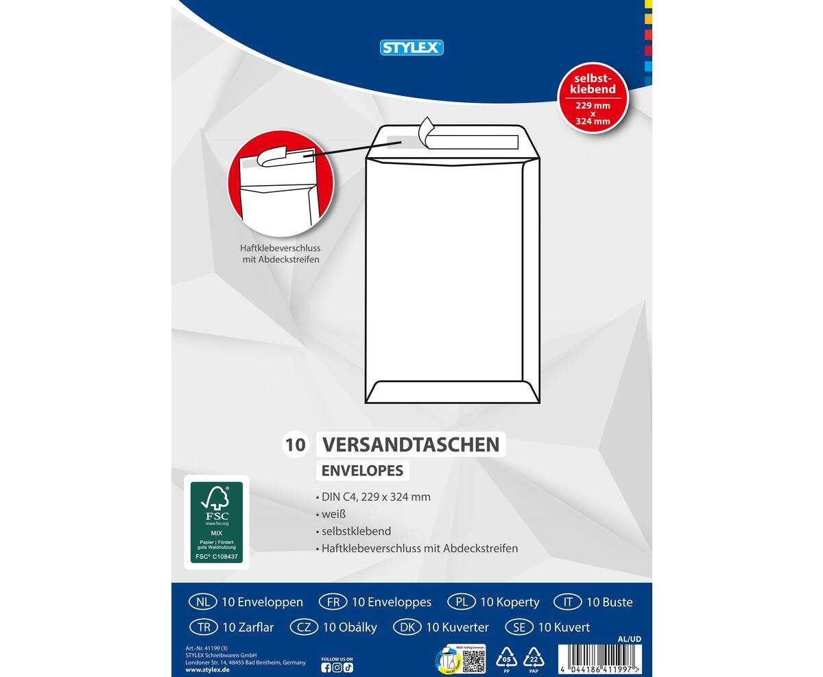 Stylex Versandtaschen DIN C4 haftklebend 10 Stück