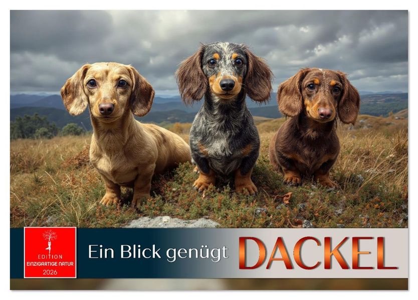 Dackel - ein Blick genügt (Tischkalender 2026 DIN A5 quer) CALVENDO Monatskalender