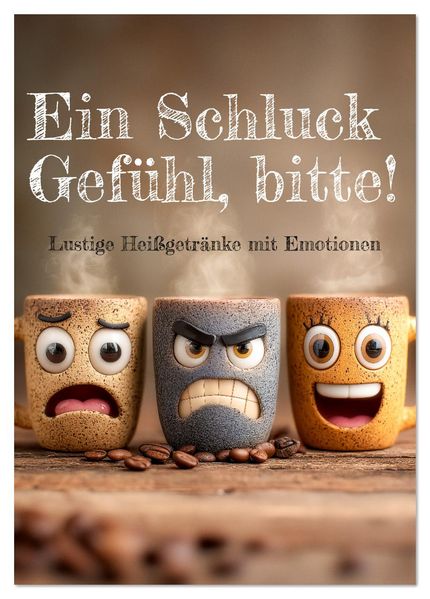 Ein Schluck Gefühl bitte! - Lustige Heißgetränke mit Emotionen (Tischkalender 2026 DIN A5 hoch) CALVENDO Monatskalender