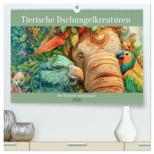Tierische Dschungelkreaturen - Der Fantasie entsprungen (hochwertiger Premium Wandkalender 2026 DIN A2 quer) Kunstdruck in Hochglanz