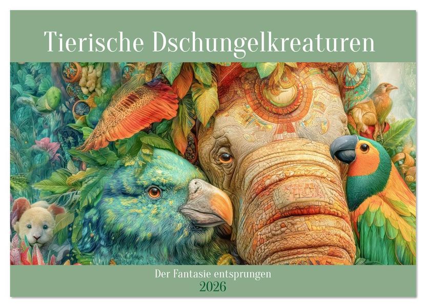 Tierische Dschungelkreaturen - Der Fantasie entsprungen (Wandkalender 2026 DIN A4 quer) CALVENDO Monatskalender