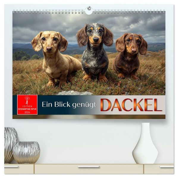 Dackel - ein Blick genügt (hochwertiger Premium Wandkalender 2026 DIN A2 quer) Kunstdruck in Hochglanz