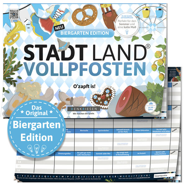 DENKRIESEN - STADT LAND VOLLPFOSTEN® - Biergarten Edition - 'O'zapft is!' | A4 Spielblock