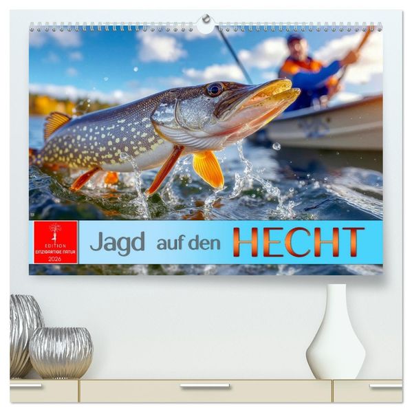 Jagd auf den Hecht (hochwertiger Premium Wandkalender 2026 DIN A2 quer) Kunstdruck in Hochglanz