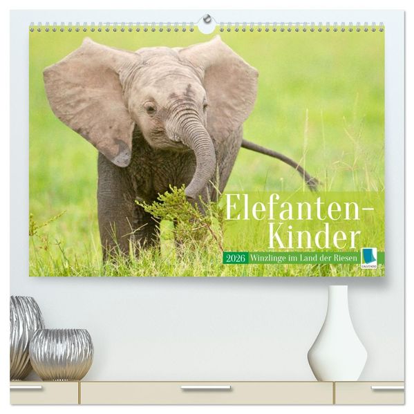 Elefanten Kinder: Winzlinge im Land der Riesen (hochwertiger Premium Wandkalender 2026 DIN A2 quer) Kunstdruck in Hochglanz