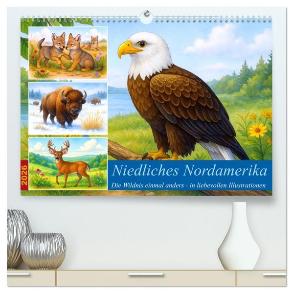 Niedliches Nordamerika (hochwertiger Premium Wandkalender 2026 DIN A2 quer) Kunstdruck in Hochglanz