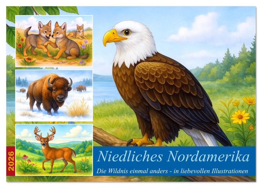Niedliches Nordamerika (Tischkalender 2026 DIN A5 quer) CALVENDO Monatskalender