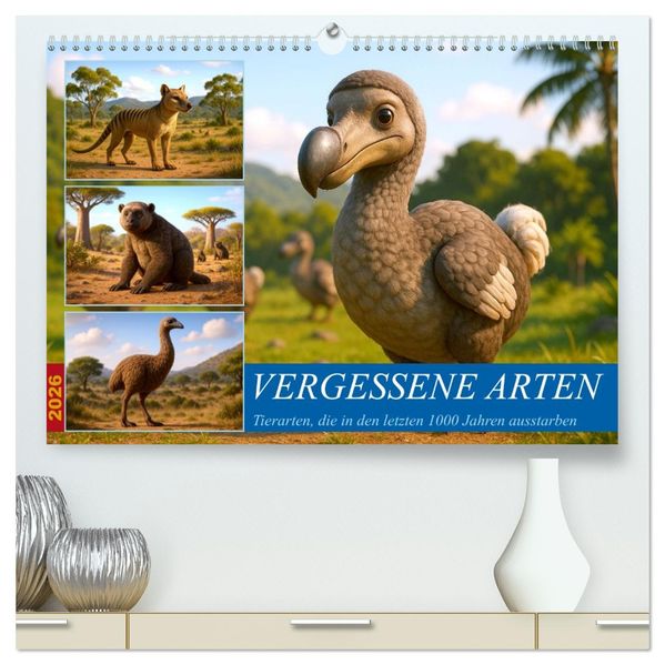 Vergessene Arten (hochwertiger Premium Wandkalender 2026 DIN A2 quer) Kunstdruck in Hochglanz
