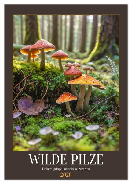 WILDE PILZE - Essbare giftige und seltene Pilzarten (Wandkalender 2026 DIN A4 hoch) CALVENDO Monatskalender