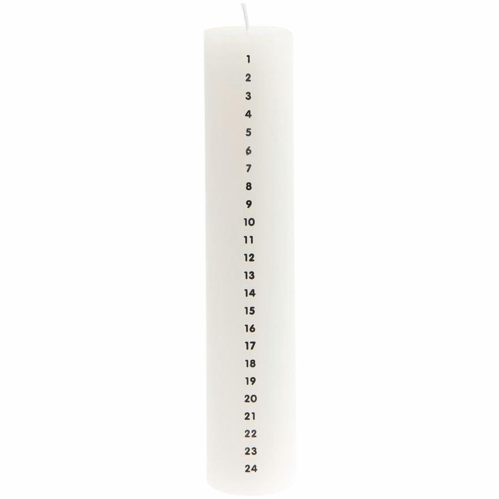 Adventskalender Kerze 1-24 Weiß