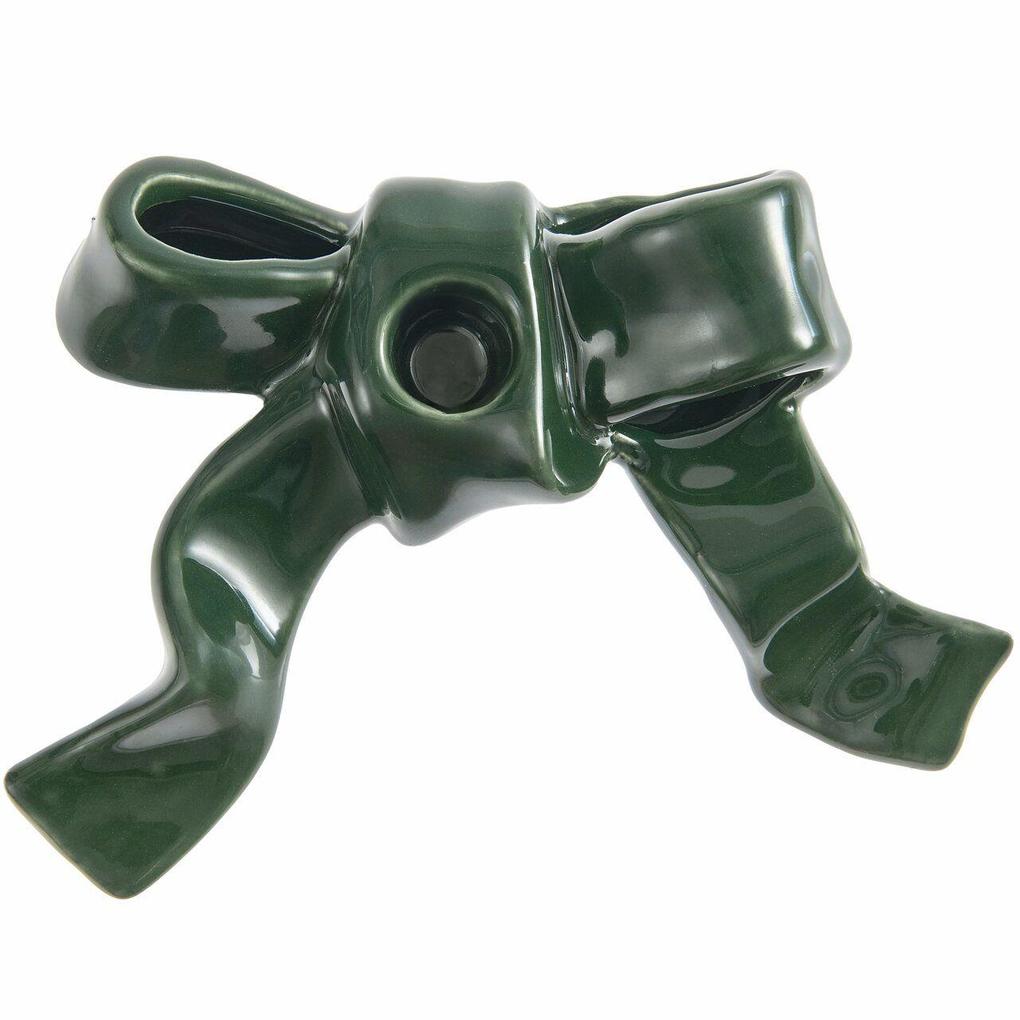 Keramik Kerzenhalter Schleife Grün