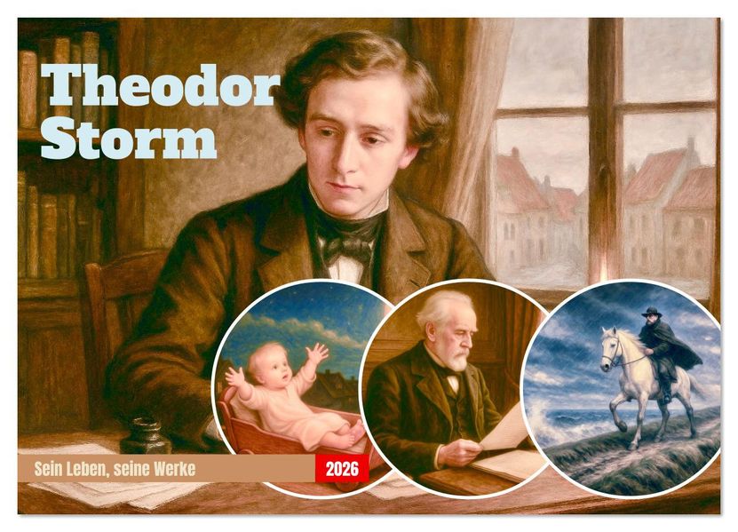Theodor Storm. Sein Leben seine Werke (Wandkalender 2026 DIN A2 quer) CALVENDO Monatskalender