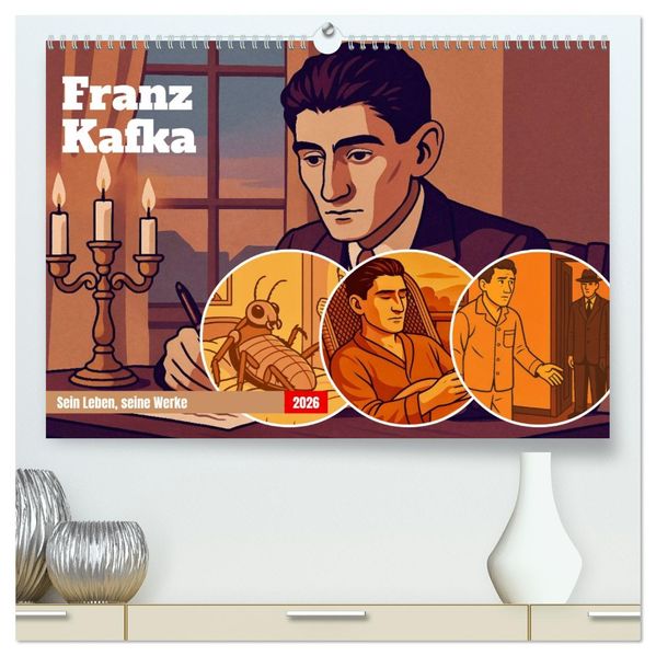 Franz Kafka (hochwertiger Premium Wandkalender 2026 DIN A2 quer) Kunstdruck in Hochglanz