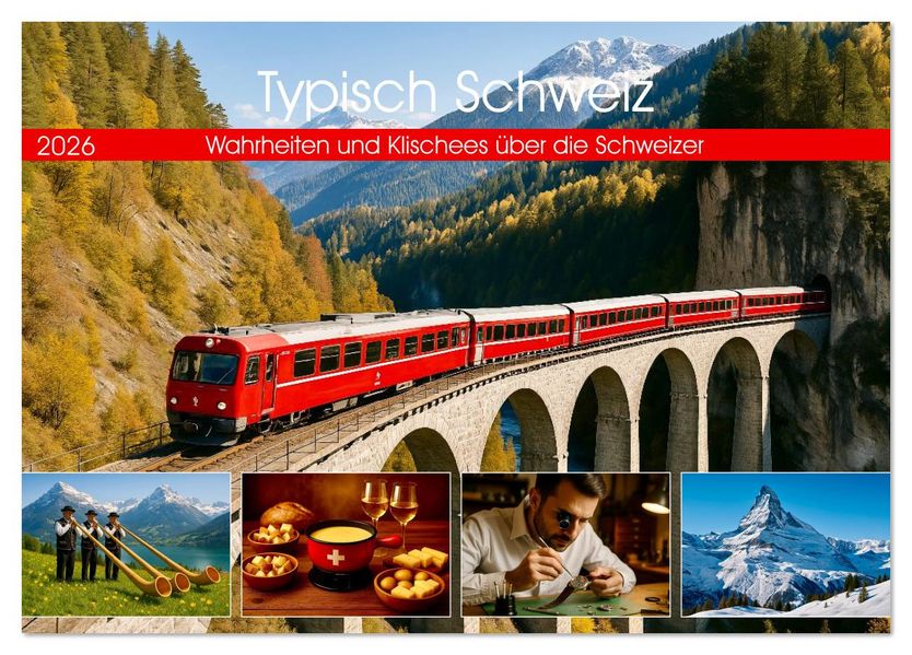 Typisch Schweiz (Tischkalender 2026 DIN A5 quer) CALVENDO Monatskalender