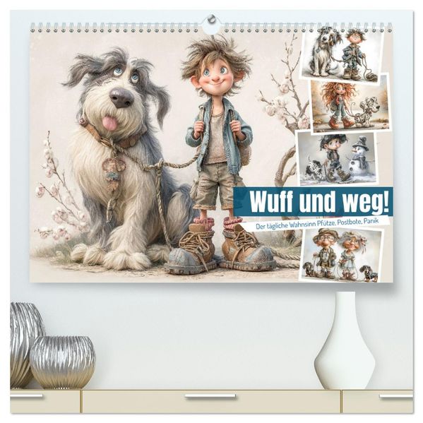 Wuff und weg! (hochwertiger Premium Wandkalender 2026 DIN A2 quer) Kunstdruck in Hochglanz