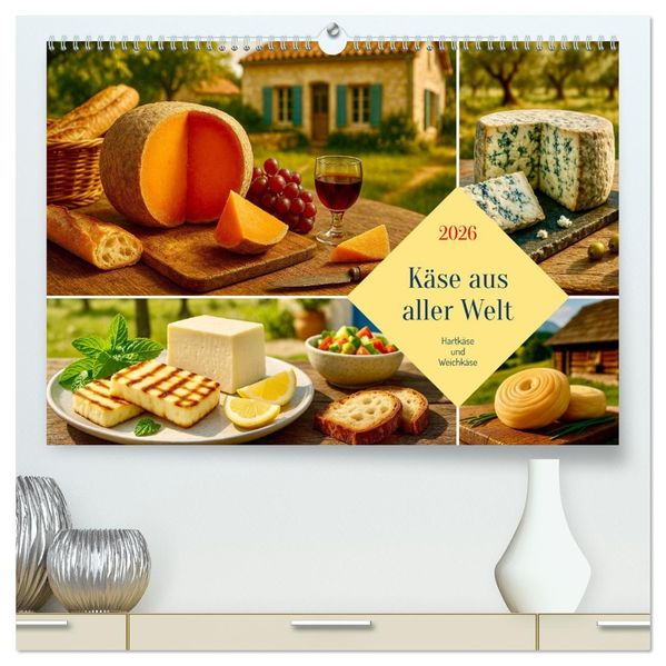 Käse aus aller Welt (hochwertiger Premium Wandkalender 2026 DIN A2 quer) Kunstdruck in Hochglanz