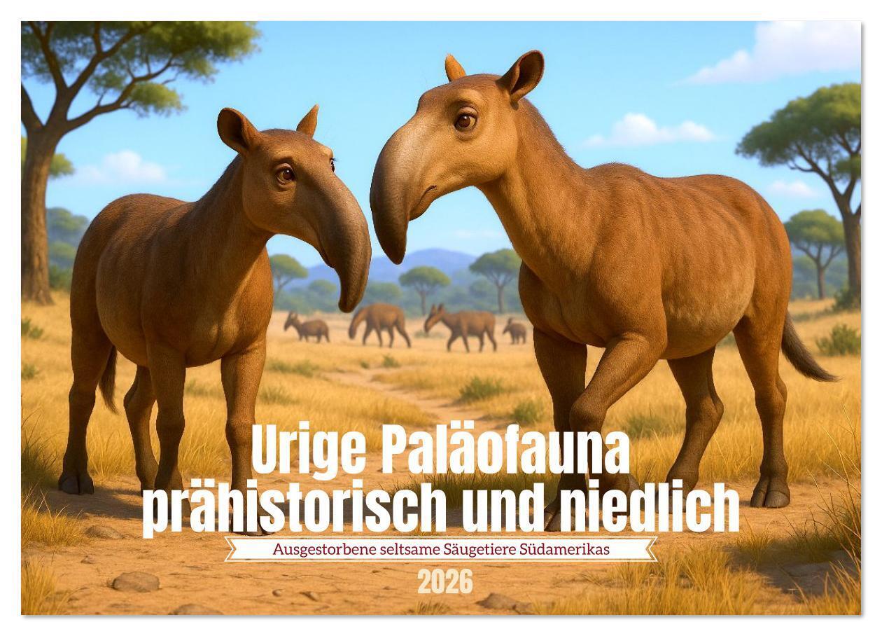 Urige Paläofauna prähistorisch und niedlich (Wandkalender 2026 DIN A3 quer) CALVENDO Monatskalender
