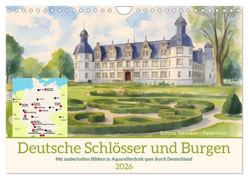 Deutsche Schlösser und Burgen (Wandkalender 2026 DIN A4 quer) CALVENDO Monatskalender