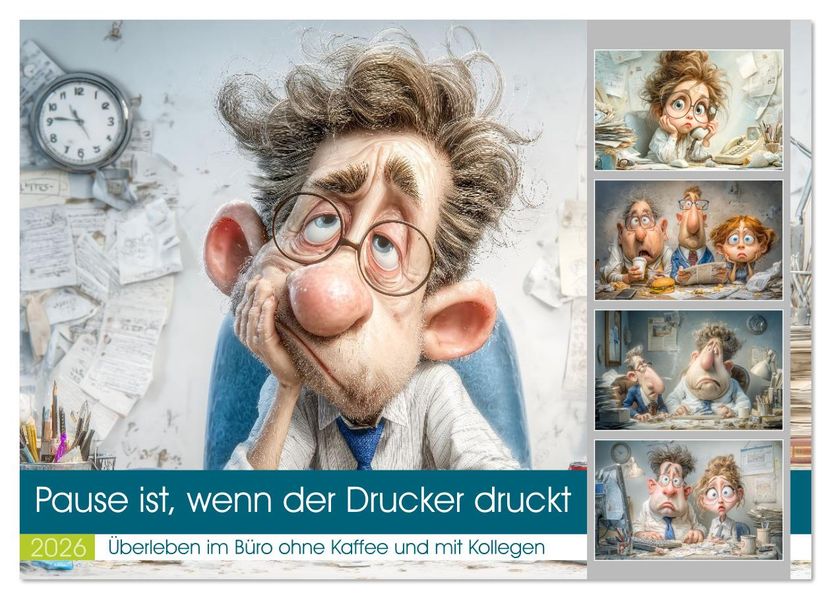 Pause ist wenn der Drucker druckt (Wandkalender 2026 DIN A3 quer) CALVENDO Monatskalender