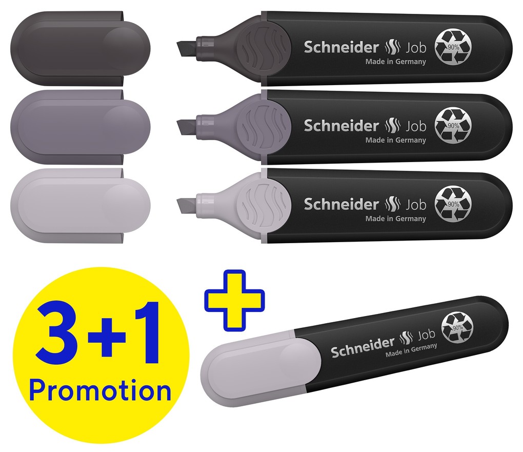 Schneider Textmarker Job grau sortiert 3+1 Set