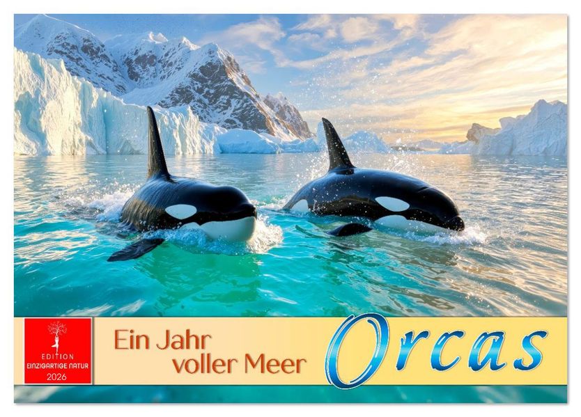 Orcas - ein Jahr voller Meer (Tischkalender 2026 DIN A5 quer) CALVENDO Monatskalender