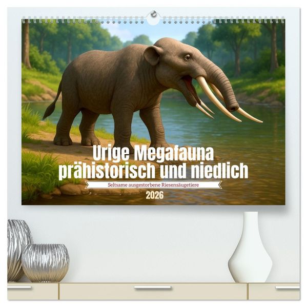Urige Megafauna prähistorisch und niedlich (hochwertiger Premium Wandkalender 2026 DIN A2 quer) Kunstdruck in Hochglanz