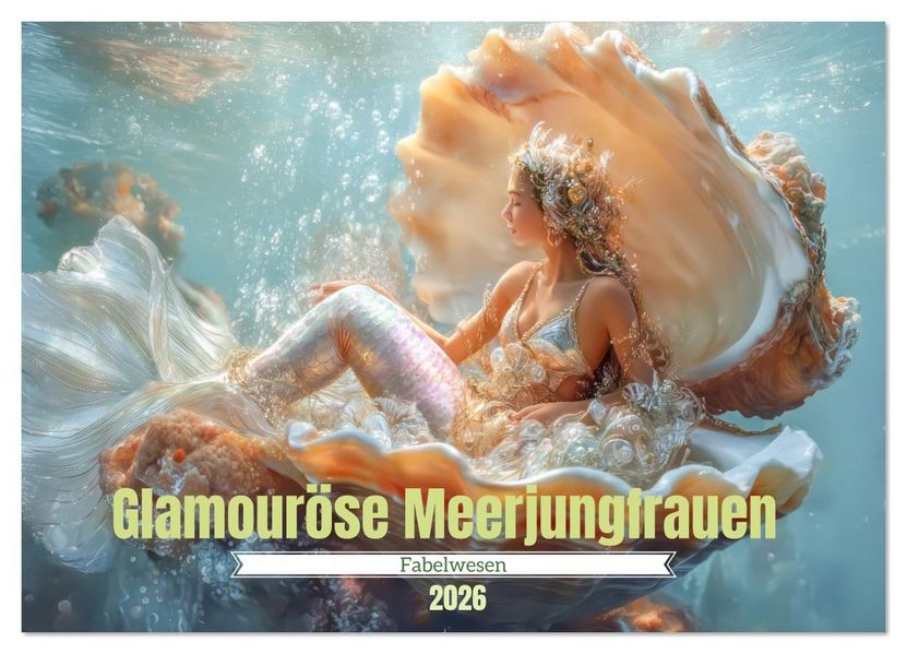 Glamouröse Meerjungfrauen - Fabelwesen (Wandkalender 2026 DIN A2 quer) CALVENDO Monatskalender