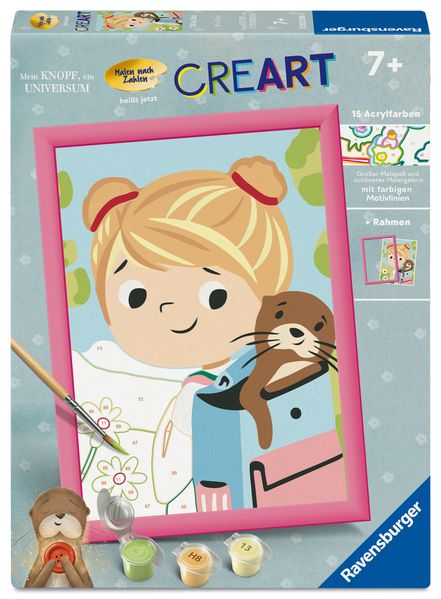 Ravensburger CreArt - Tilli & Otti - Malen nach Zahlen für Kinder ab 7 Jahren vom Kinderbuch 'Mein Knopf ein Universum' von Carmushka