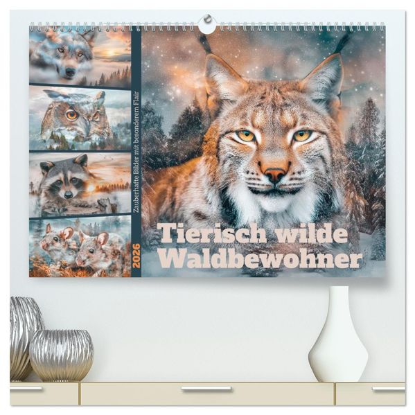 Tierisch wilde Waldbewohner (hochwertiger Premium Wandkalender 2026 DIN A2 quer) Kunstdruck in Hochglanz