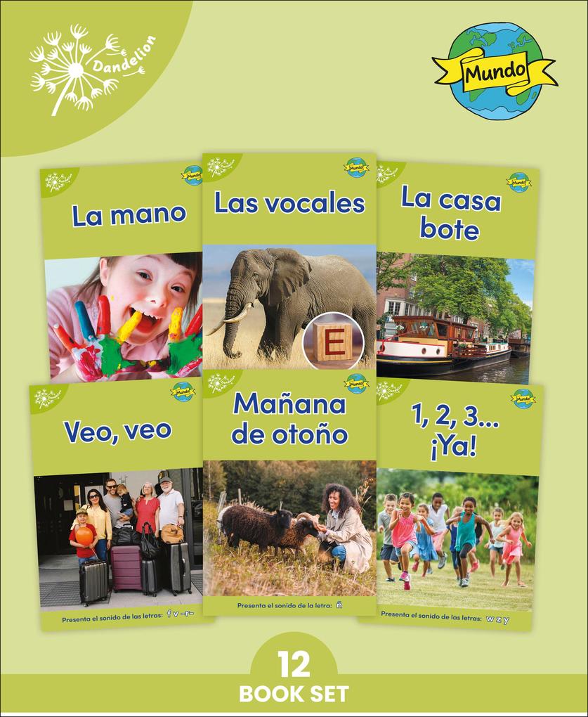 Phonic Books Dandelion Mundo Spanish Decodables Set 1 (12 Books) Latam Spanish