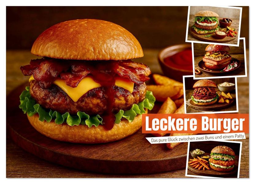 Leckere Burger (Wandkalender 2026 DIN A2 quer) CALVENDO Monatskalender