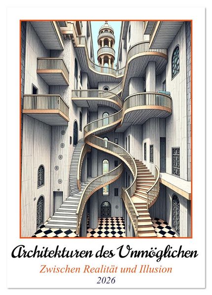 Architekturen des Unmöglichen - Zwischen Realität und Illusion (Tischkalender 2026 DIN A5 hoch) CALVENDO Monatskalender