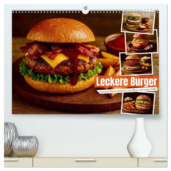Leckere Burger (hochwertiger Premium Wandkalender 2026 DIN A2 quer) Kunstdruck in Hochglanz