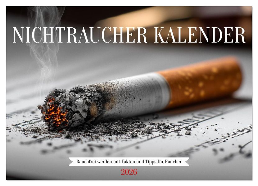 Nichtraucher Kalender - Rauchfrei werden mit Fakten und Tipps für Raucher (Wandkalender 2026 DIN A2 quer) CALVENDO Monatskalender