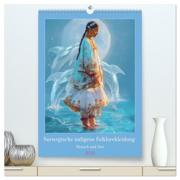 Norwegische indigene Folklorekleidung - Mensch und Tier (hochwertiger Premium Wandkalender 2026 DIN A2 hoch) Kunstdruck in Hochglanz