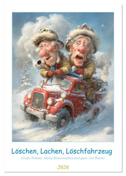 Löschen Lachen Löschfahrzeug (Tischkalender 2026 DIN A5 hoch) CALVENDO Monatskalender