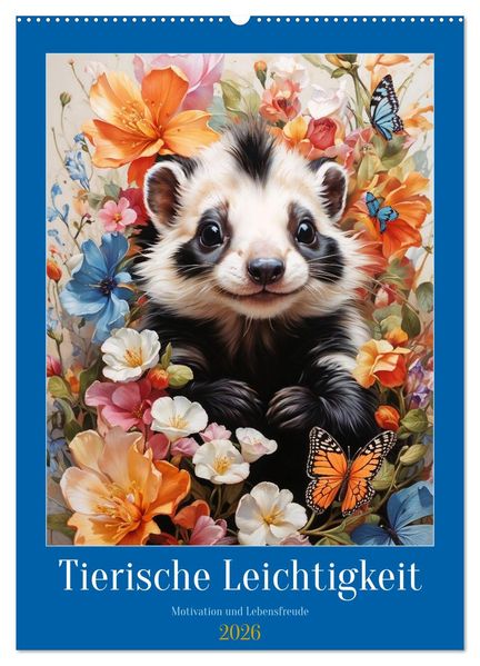 Tierische Leichtigkeit (Wandkalender 2026 DIN A2 hoch) CALVENDO Monatskalender