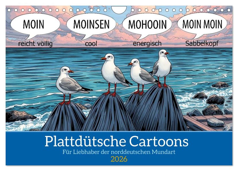 Plattdütsche Cartoons (Wandkalender 2026 DIN A4 quer) CALVENDO Monatskalender