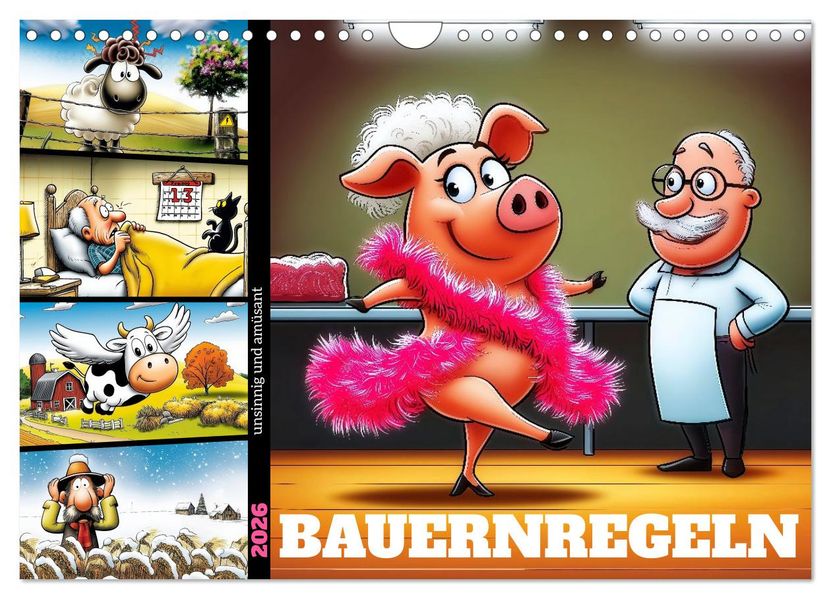 Bauernregeln unsinnig und amüsant (Wandkalender 2026 DIN A4 quer) CALVENDO Monatskalender
