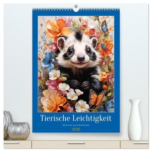 Tierische Leichtigkeit (hochwertiger Premium Wandkalender 2026 DIN A2 hoch) Kunstdruck in Hochglanz