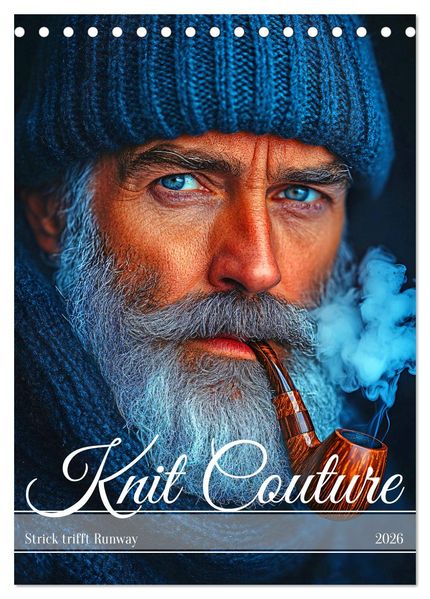 Knit Couture - Strick trifft Runway (Tischkalender 2026 DIN A5 hoch) CALVENDO Monatskalender
