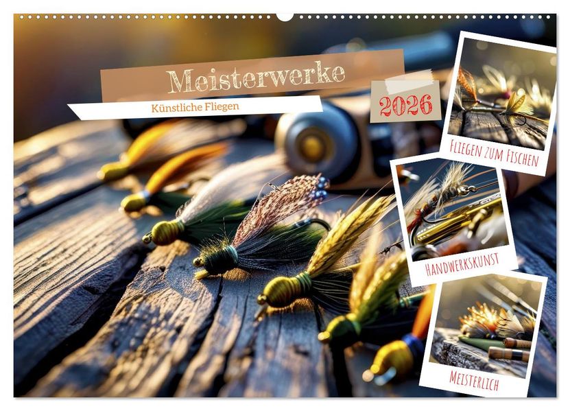 Meisterwerke - Künstliche Fliegen (Wandkalender 2026 DIN A2 quer) CALVENDO Monatskalender