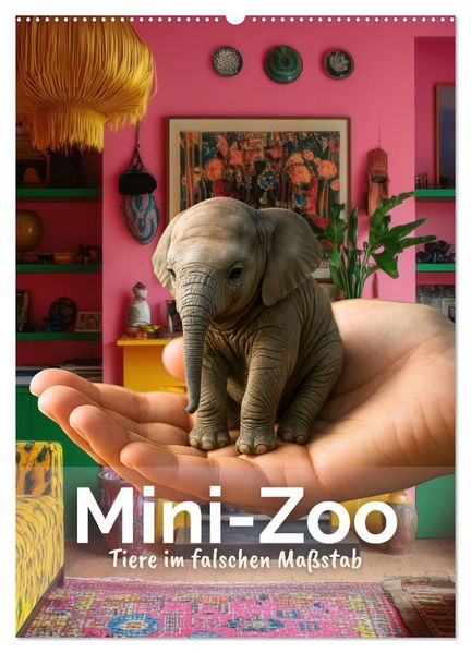 Mini-Zoo - Tiere im falschen Maßstab (Wandkalender 2026 DIN A2 hoch) CALVENDO Monatskalender