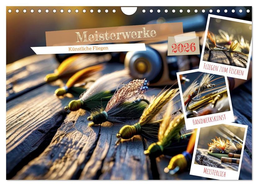 Meisterwerke - Künstliche Fliegen (Wandkalender 2026 DIN A4 quer) CALVENDO Monatskalender