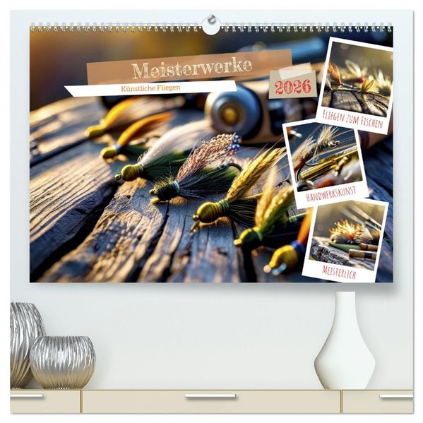 Meisterwerke - Künstliche Fliegen (hochwertiger Premium Wandkalender 2026 DIN A2 quer) Kunstdruck in Hochglanz