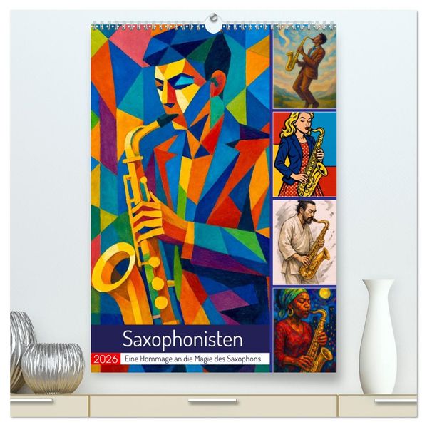 Saxophonisten. Eine Hommage an die Magie des Saxophons (hochwertiger Premium Wandkalender 2026 DIN A2 hoch) Kunstdruck in Hochglanz