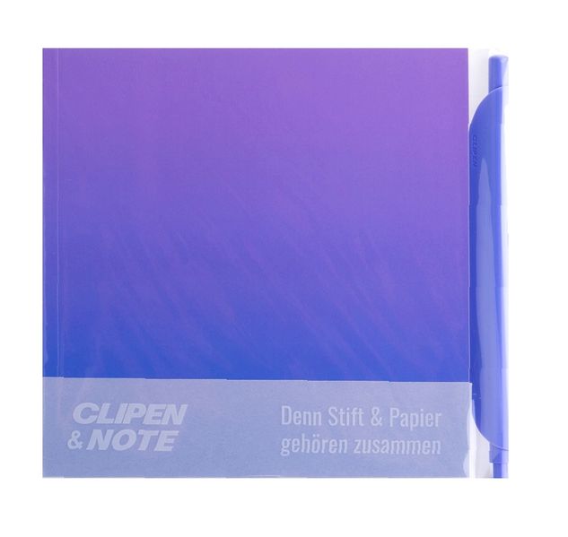 CLIPEN & Note Set (Sea of Lavender / Unicorn Blue) koreanischer Gelschreiber + Notizbuch